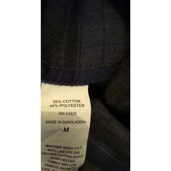 Method Shirt Mens medium button long sleeve plaid black blue twill lightweight - Picture 7 of 7